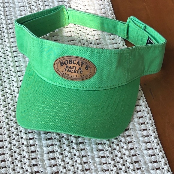 Bobcat’s Fishing Visor Adult Adjustable Logo Leather Green Clarkesville, VA NEW main image 6